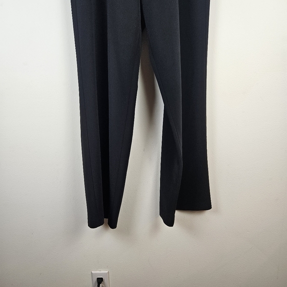ST. JOHN black Pull-On Elastic Waistband Wide-Leg Pants L Office Career Pockets - Picture 2 of 8